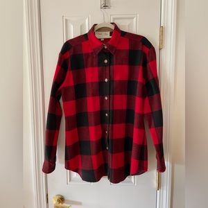 Tasha Polizzi vintage wool Buffalo checked shirt.